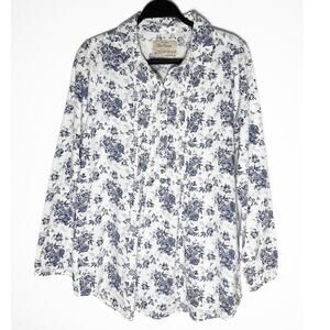 Old Ranch Brands Women's Toile Vintage Floral Shirt Button Front Pintucked Chest